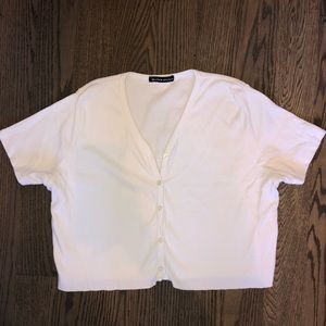 Brandy Melville white cropped button up
